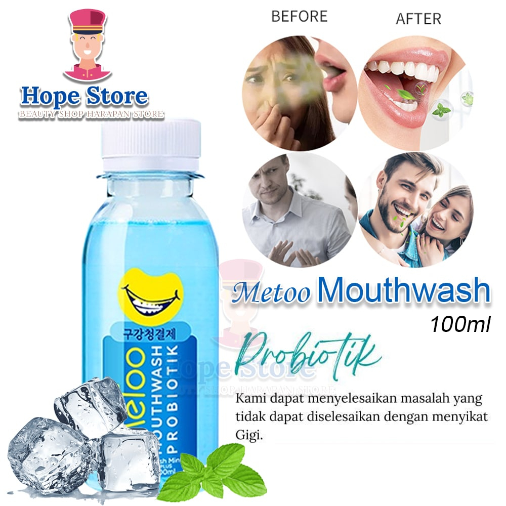 Hope Store - MeToo Mouthwash Fresh Mint Obat Kumur Probiotik  / Pemutih Gigi 100ml BPOM