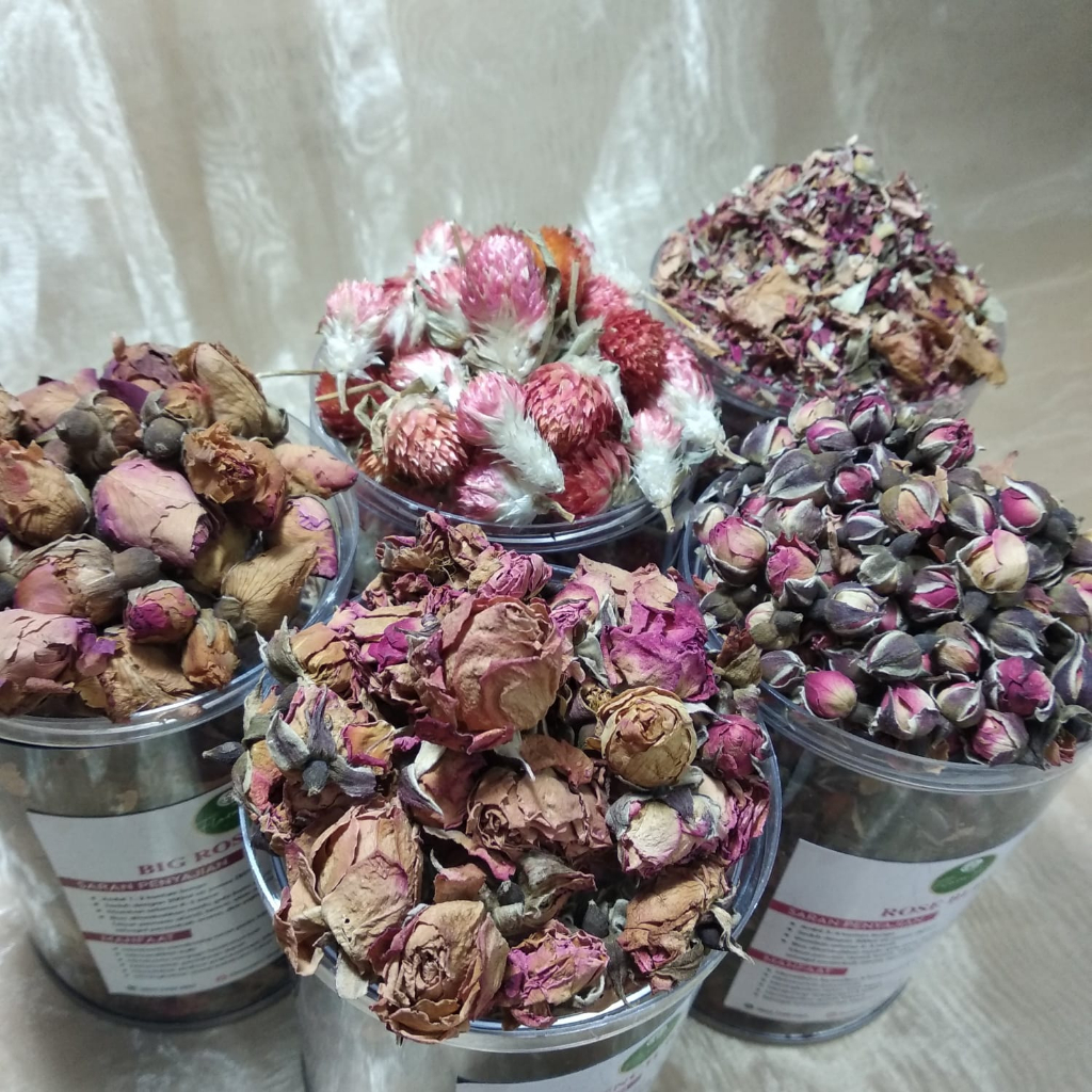 

Tisane Flora Tea Jar pack/Teh bunga/ Artisan Tea/Gift Jar/Rose Buds/Rose Petals/French Rose/Big Rose Buds/Red Artful Plum