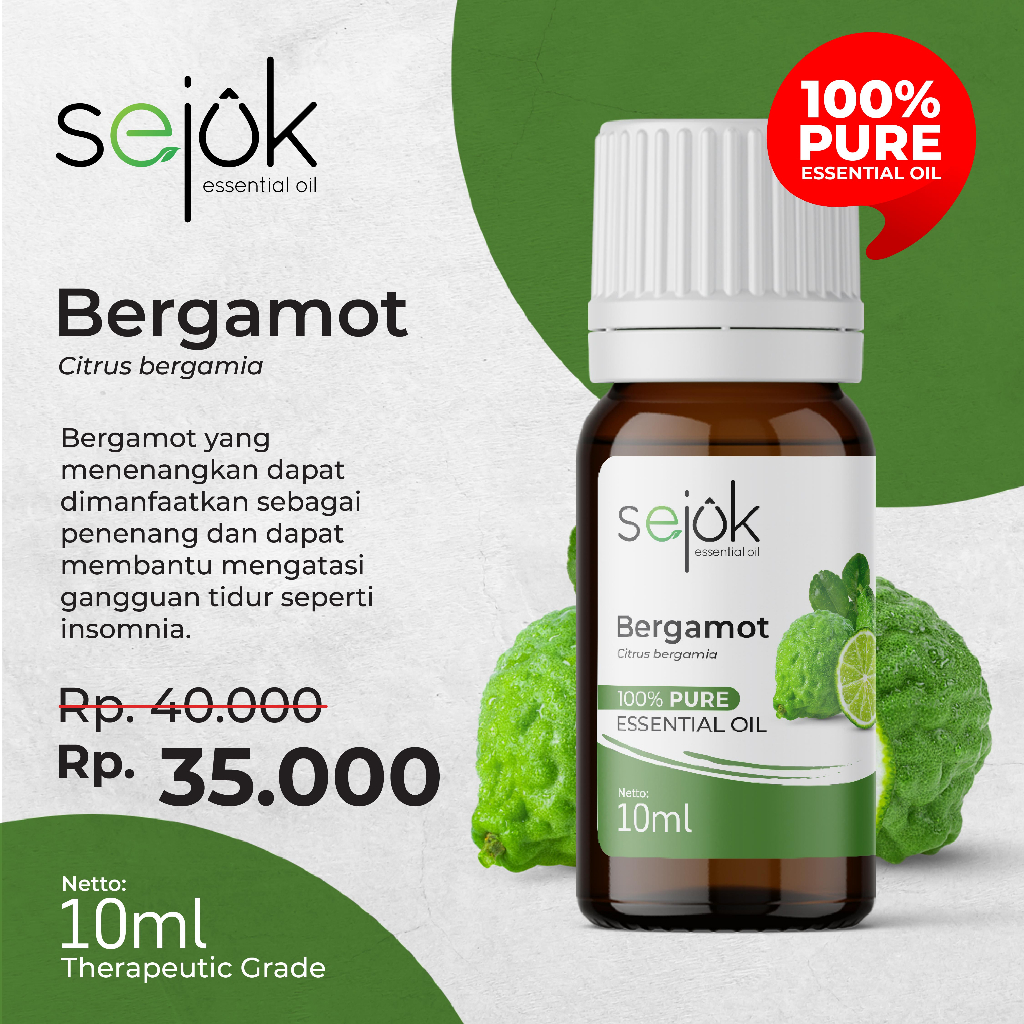 SEJUK Bergamot Essential Oil / Minyak Aroma Terapi Pure 100% - 10ml