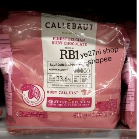 

Callebaut Finest Belgian Ruby Chocolate RB1 Ruby Callets 400gr
