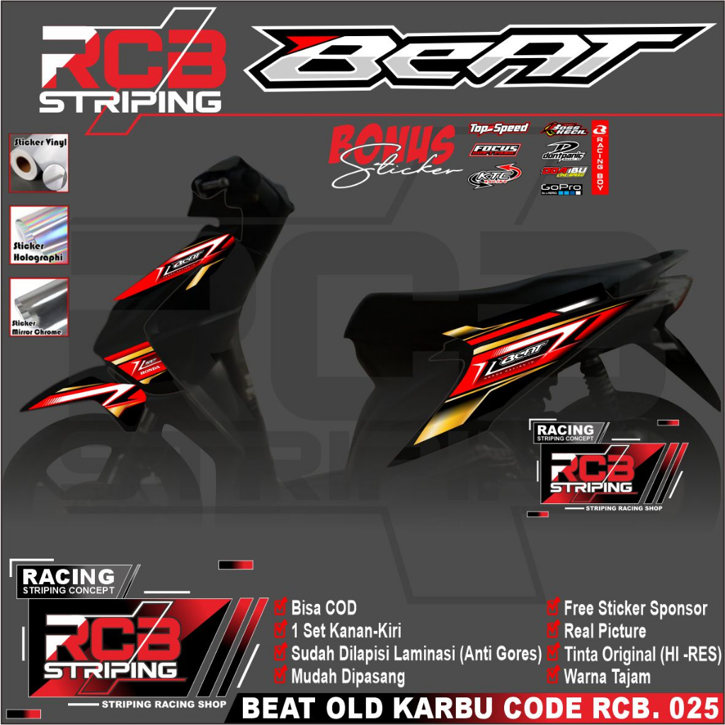 stiker variasi Beat FI 2012 2013 2014 2015 2016 | striping motor Beat fi | list beat, RCB 025