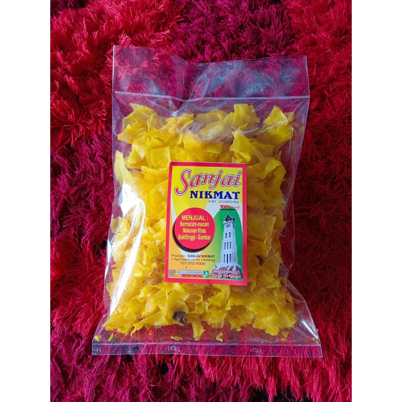

Sanjai Nikmat Kripik kuning 250gr - Kripik Singkong kuning / Sanjay / Sanjai kerupuk sanjai keriting kuning