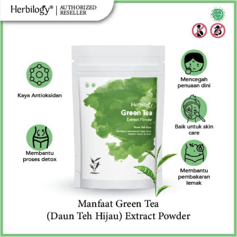 Herbilogy Green Tea Extract Powder 100 gram/ penekan nafsu makan / pelangsing alami / membakar lemak