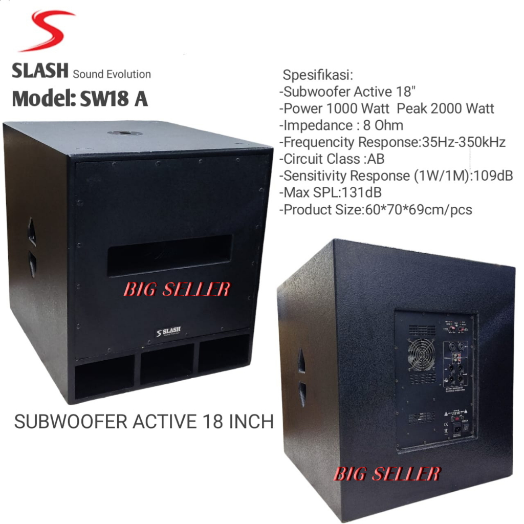SUBWOOFER AKTIF SLASH 18 INCH SW18A SUBWOOFER AKTIF 18 INCH SLASH SW18 A