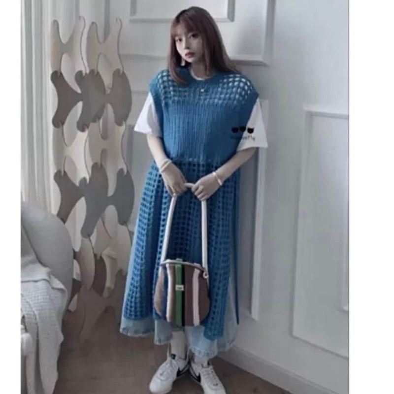 Outer Tunik Jaring Knitt / outer jala korea / tunik jaring korea rajut / rajut jaring