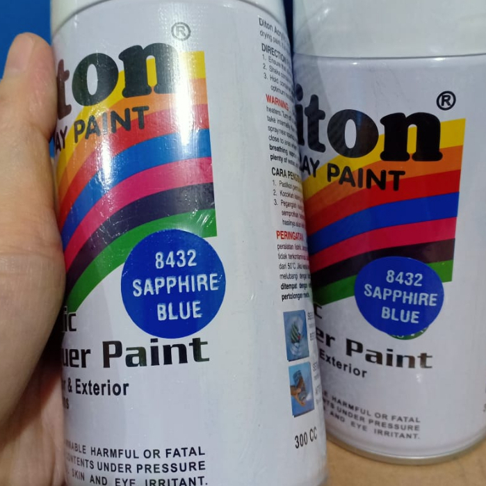 SOLID COLOURS DITON Spray Paint Acrylic Lacquer Paint Pilox Pilok Cat Semprot - 8432 SAPPHIRE BLUE / BIRU SAFIR (300cc / 300ml)