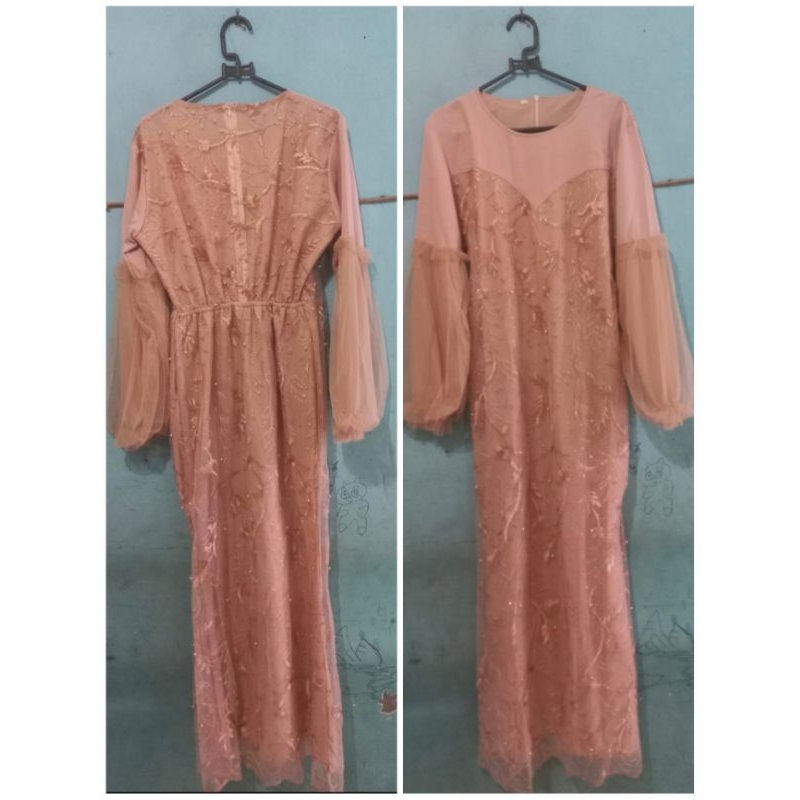 Gamis Brukat lengan tile
