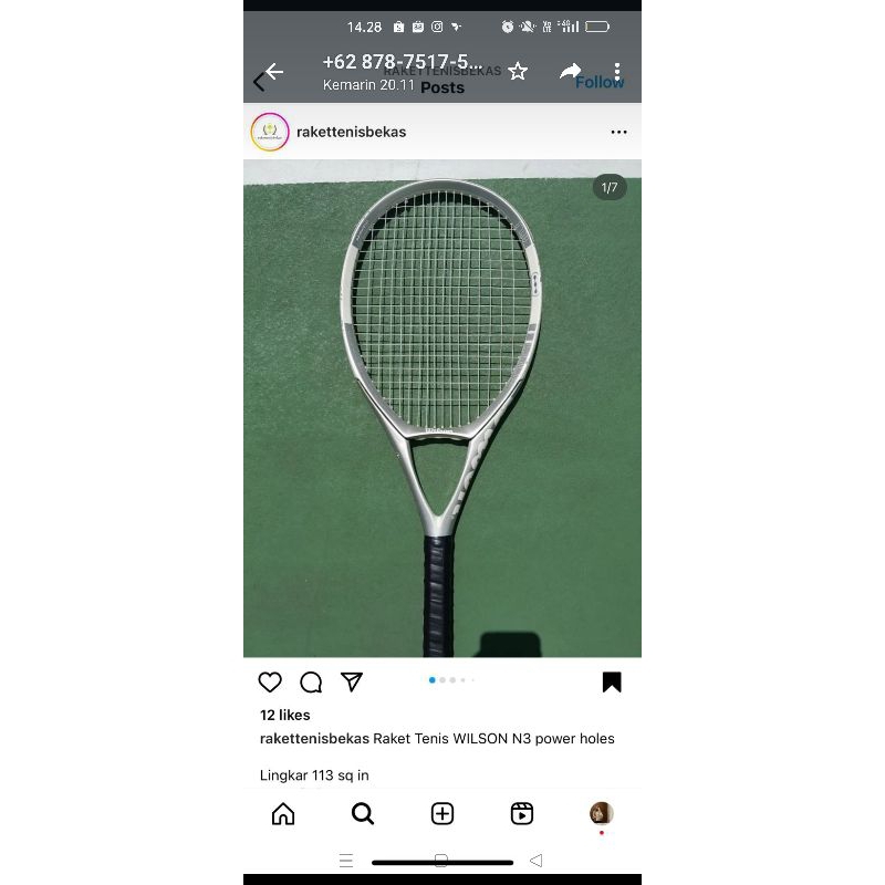 raket Tenis WILSON ncode original grey