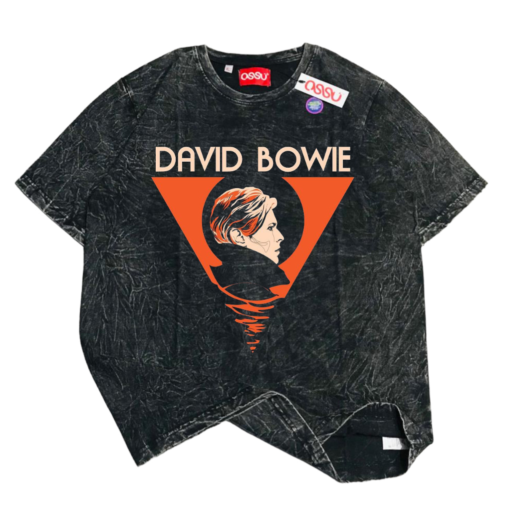 OSSU TSHIRT DAVID BOWIE BLACK WASHED VINTAGE TEE