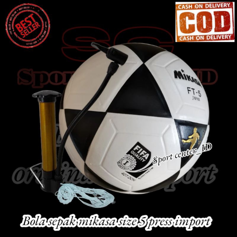 Mikasa Bola sepak Bola Mikasa FT-5 Original Import size 5 Grantis Pompa