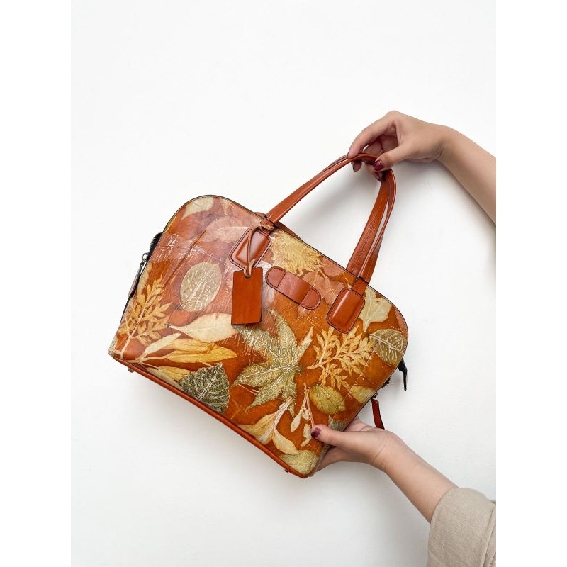 Tas kulit garut motif ecoprint namira series tas kulit wanita tas kulit sapi asli