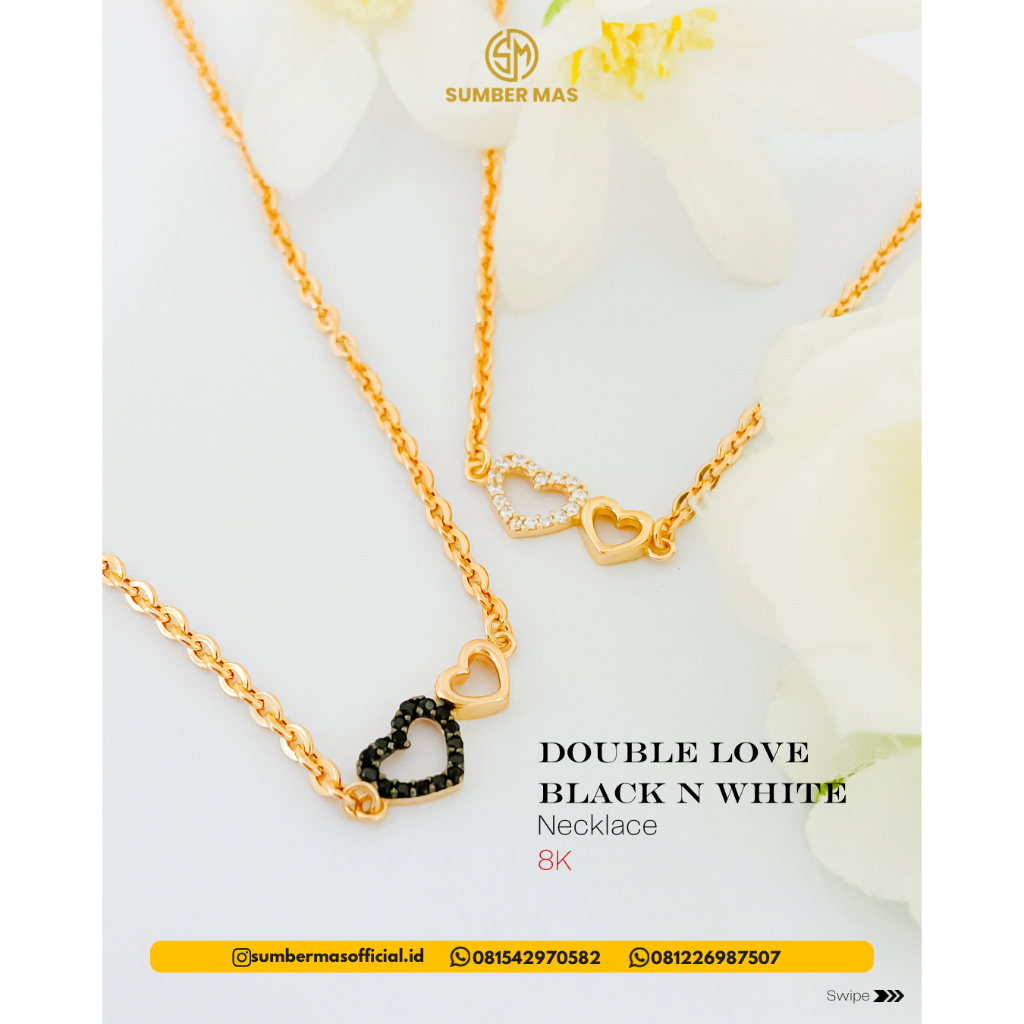 KALUNG DOUBLE LOVE BLACK N WHITE FASHION 8K - SUMBER MAS