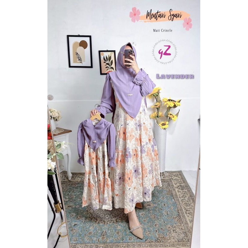 Gamis set Khimar couple ibu dan anak ORI Gwenza (HARGA ECER)