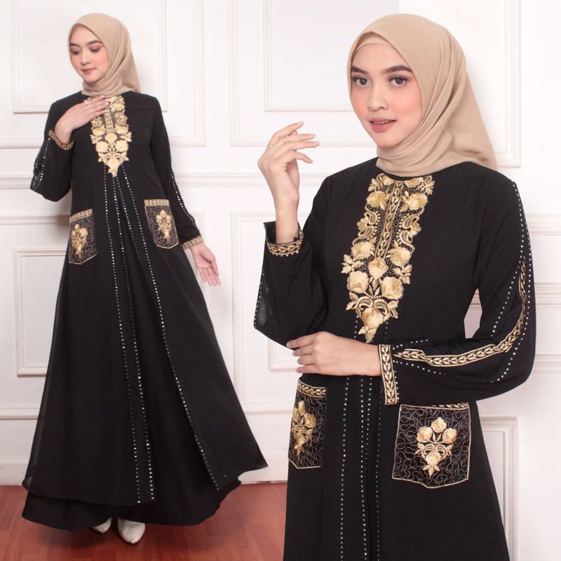 GAMIS ABAYA TURKEY BILQIS APLIKASI SAKU BORDIR