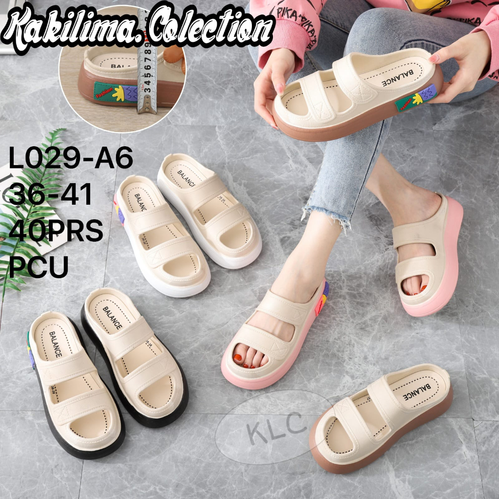 Sandal clog korean wanita sandal slop wedges karet jelly kekinian