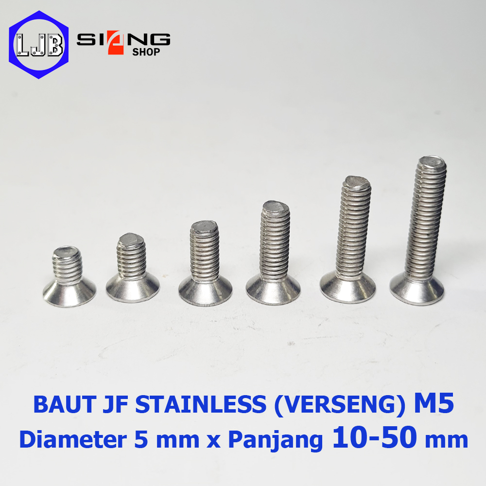 Baut JF Stainless M5 panjang 10 sd 50mm / Baut Verseng Stainless