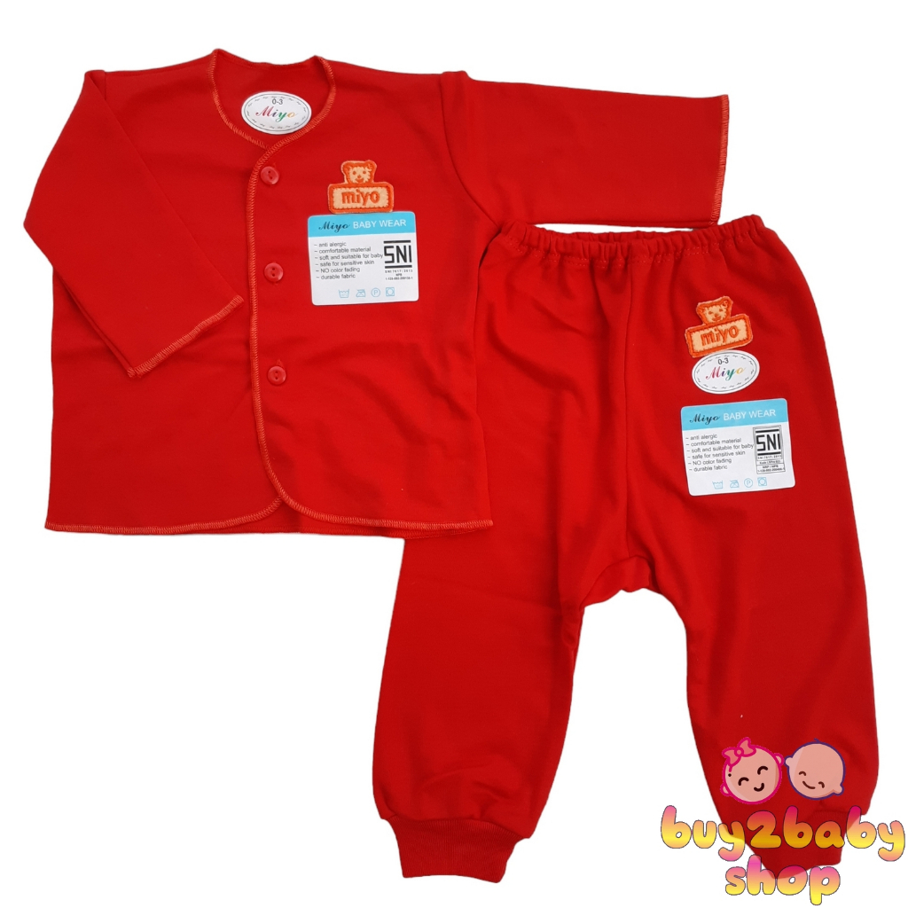 Setelan Baju Bayi Piyama Panjang warna Premium Candy Red Vinata 0-3 Bulan 1 PCS