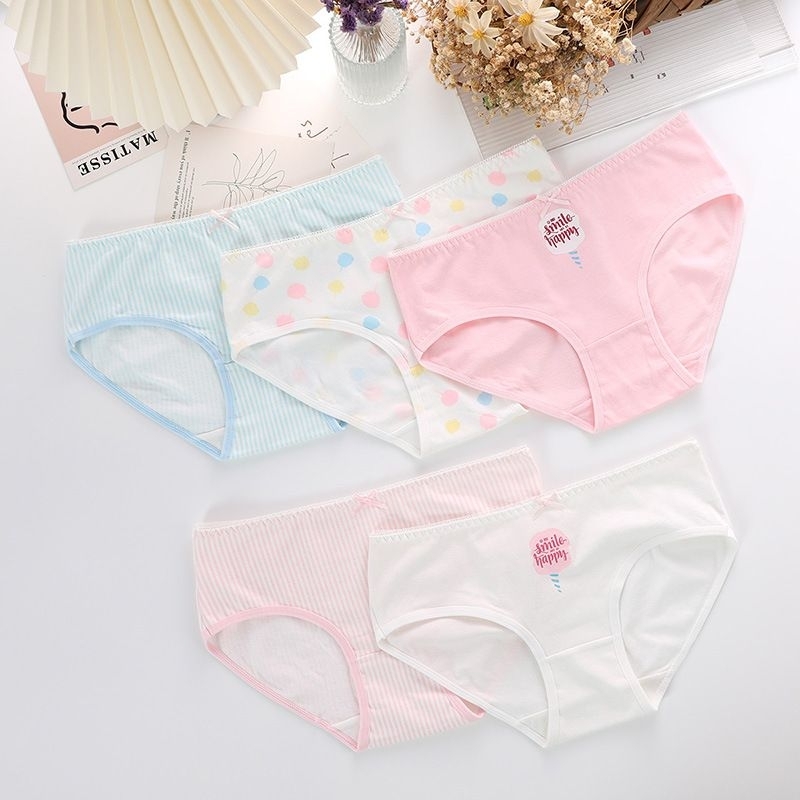 Celana  dalam WANITA impor elastic COTTON  underwear (1 Box isi 5 pcs)