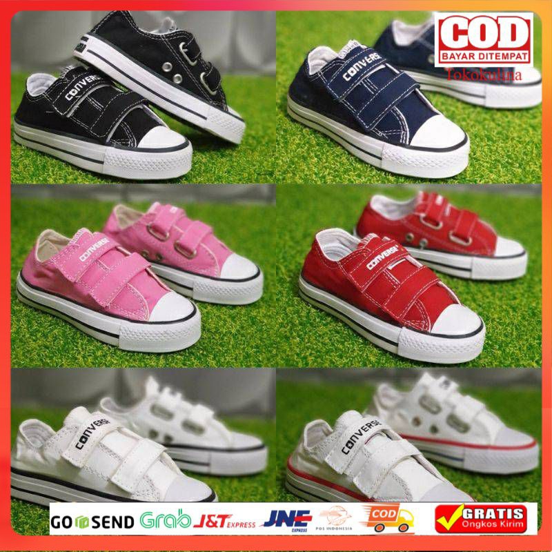 Converse all star verlcro / Converse anak rekat (VERLCRO)/Sepatu Converse anak/Sepatu sekolah hitam/