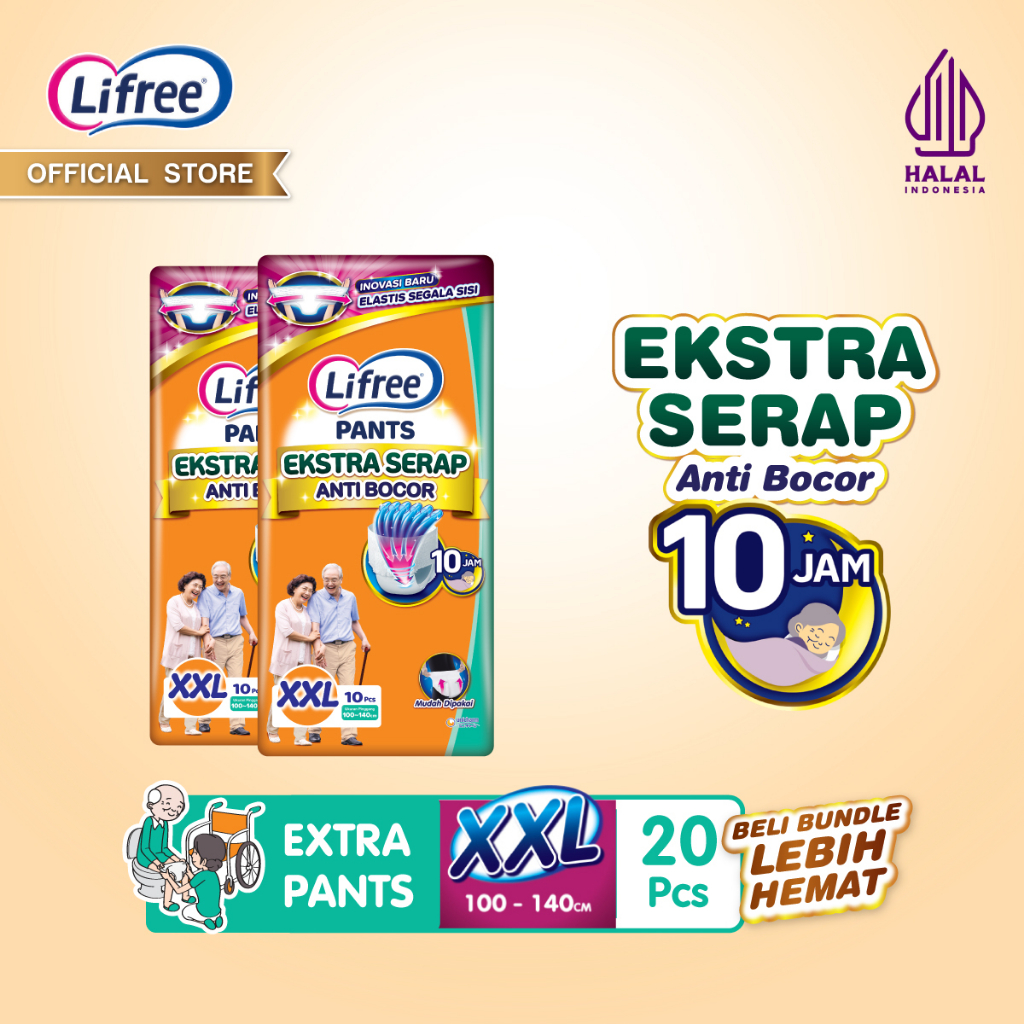 Lifree Popok Dewasa Celana Ekstra Serap - XXL 10 - 2 Packs