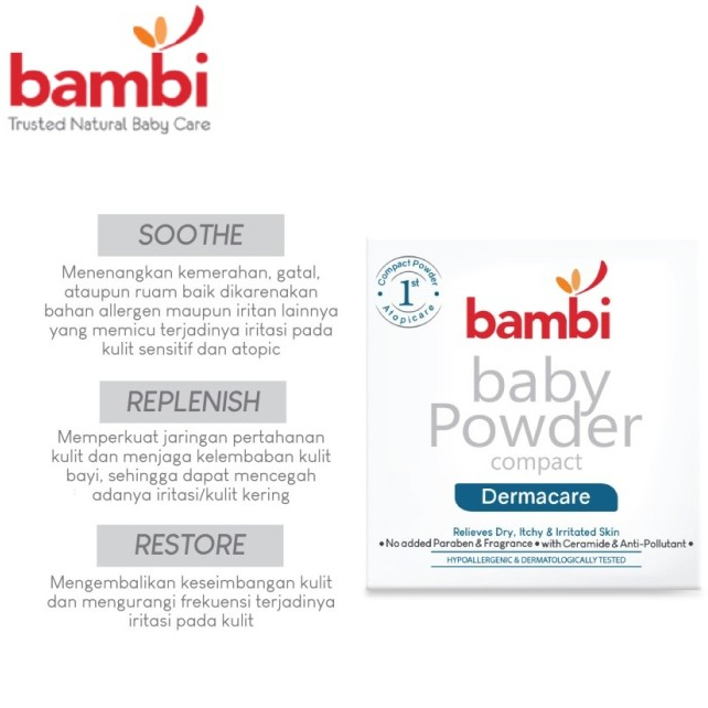 [BPOM] Bambi Baby Compact Powder Dermacare 40gr / Bambi Bedak Padat Bayi Anak Khusus kulit Atopic / Eczema / Eksim / Triple Ceramide Powder / MY MOM