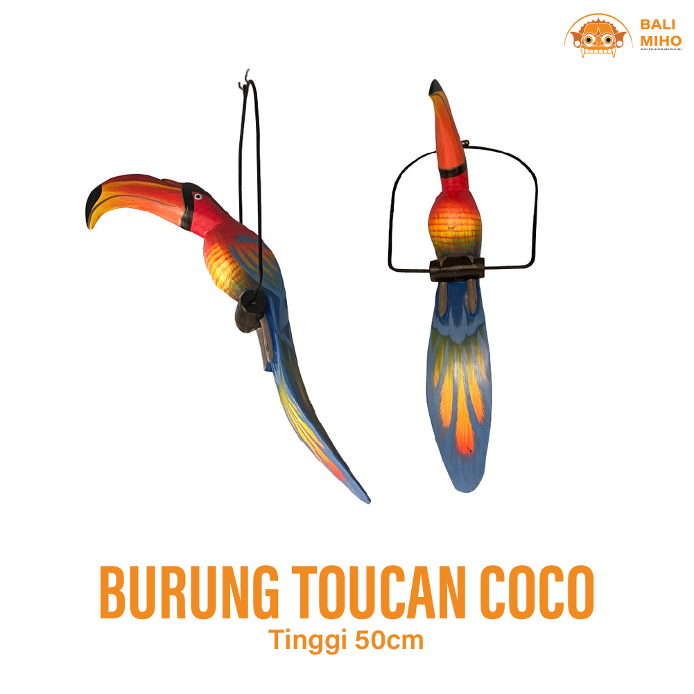 Patung Toucan Coco 50 cm - Patung Burung Kakak Tua - Patung Burung Tukan - Gantungan Patung Burung -