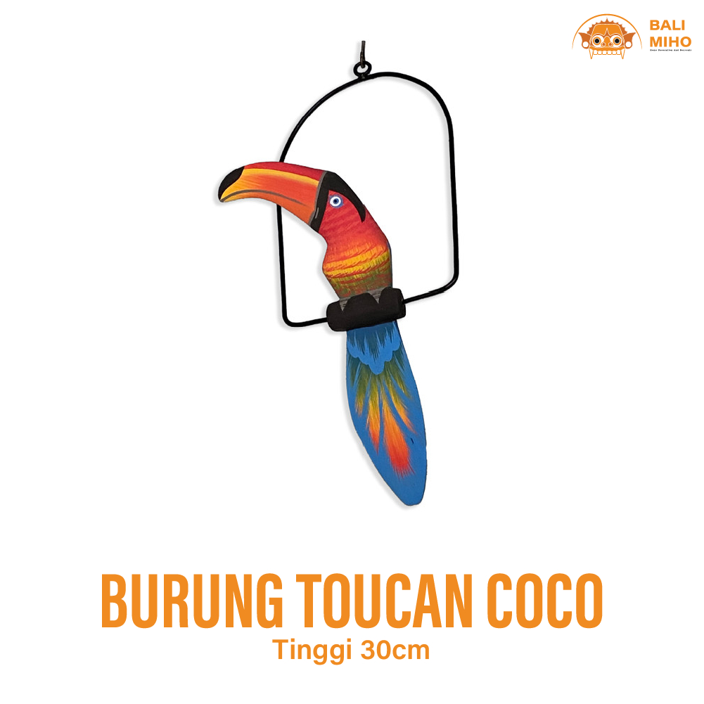 Patung Toucan Coco 30 cm - Patung Burung Kakak Tua - Patung Burung Tukan - Gantungan Patung Burung -