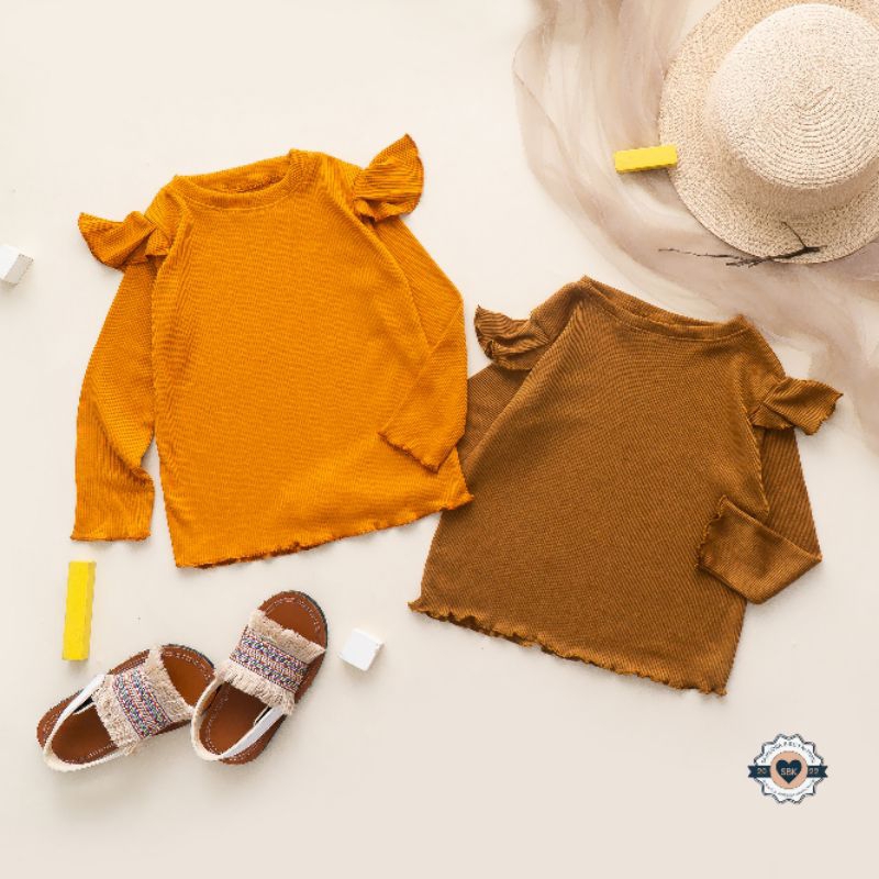 Baju Atasan Anak Perempuan Syakila Ruffle Knit Tee 1-5 Tahun