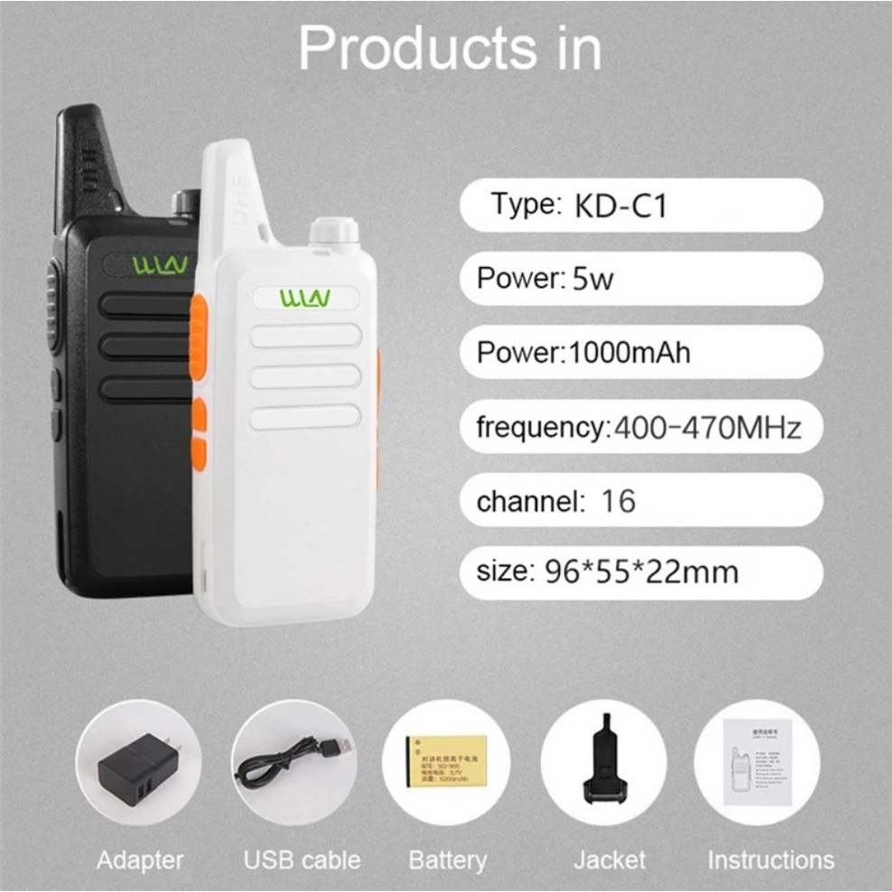 HT WLN UHF HANDY TALKIE HT TWO WAY RADIO KD C1 C 1 KD-C1 2 UNIT 1 UNIT