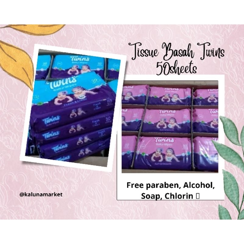 Tissue Basah Twins 50sheets Murah BPOM Wangi Tisu Basah Bandung Instant