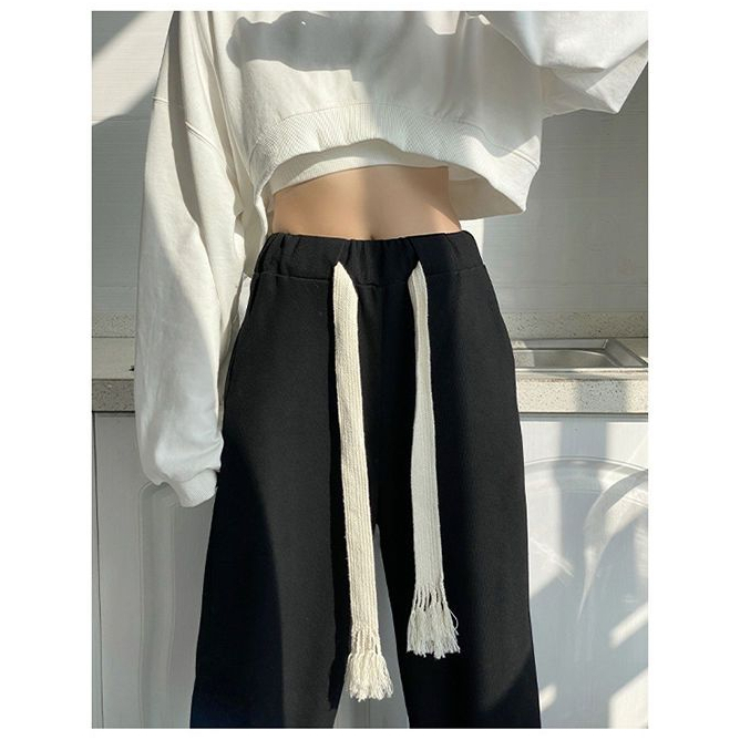 XIAOZHAINV Celana Wanita Korean Style High Waist Loose Pants 8809