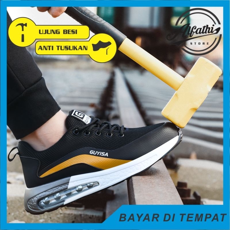AlFathi Sepatu Safety Sneakers Sport Ori By Guyisa New Black Gold