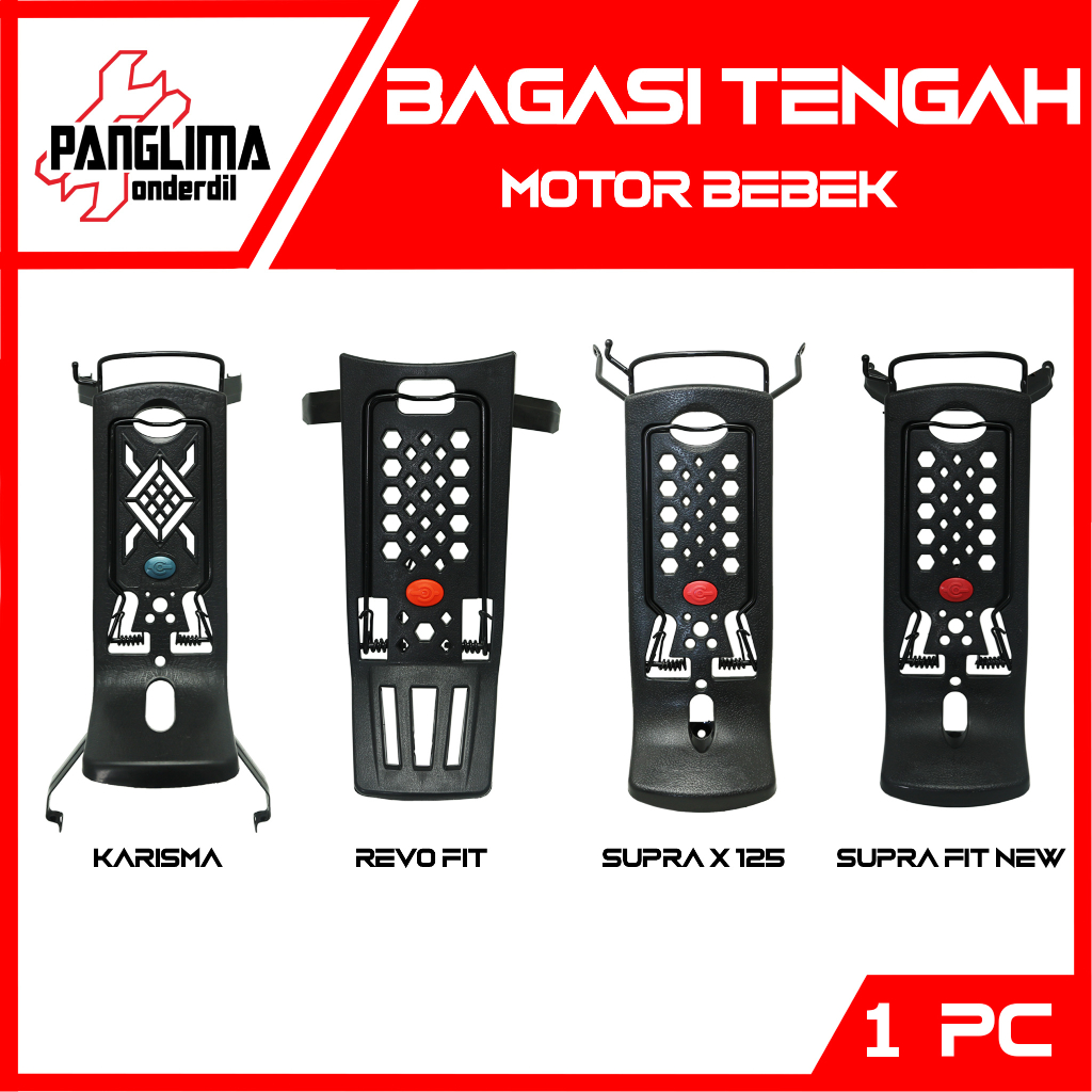 Bagasi Tengah Motor Bebek  Revo Fit-X FI-F1 Absolute 100 /Jupiter MX 135 Z Lama MX King Z1/Supra X 125 Fit New Helm in Batman PGMFI/Astrea Grand/Blade New Lama/Karisma/Shogun 125/Vega R New RR ZR/F1ZR Vega Lama Jepit-Jepitan-Dudukan Rak Depan Barang