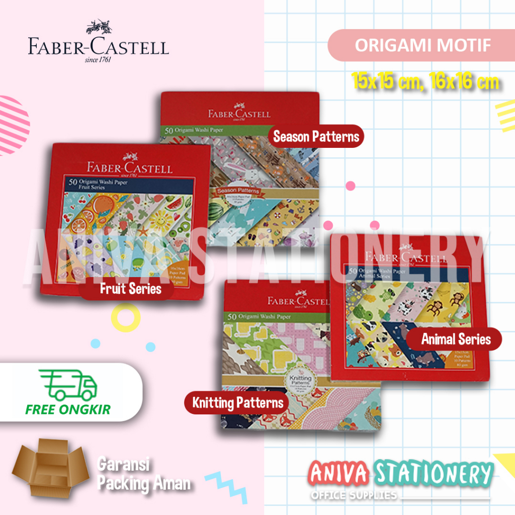 

Faber Castell Washi Paper Kertas Lipat Origami 16x16 dan 15x15 Motif