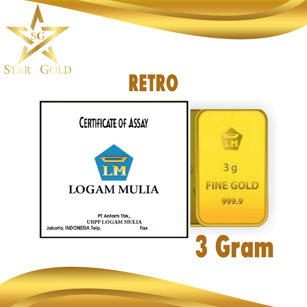 Star Gold Antam Retro Berdiri 3 Gram