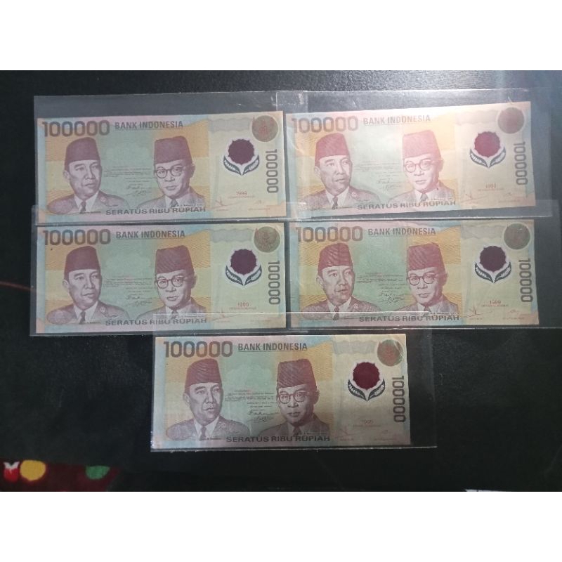 100000 rupiah polimer sukarno asli XF to AUNC