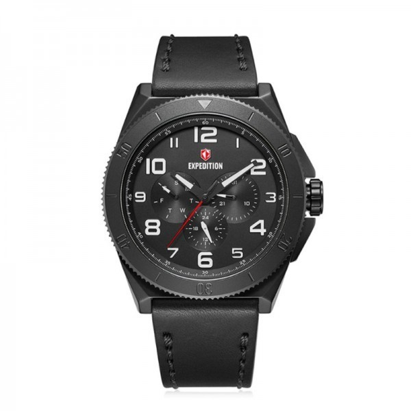 JAM TANGAN PRIA EXPEDITION E 6823M BLACK LEATHER ORIGINAL