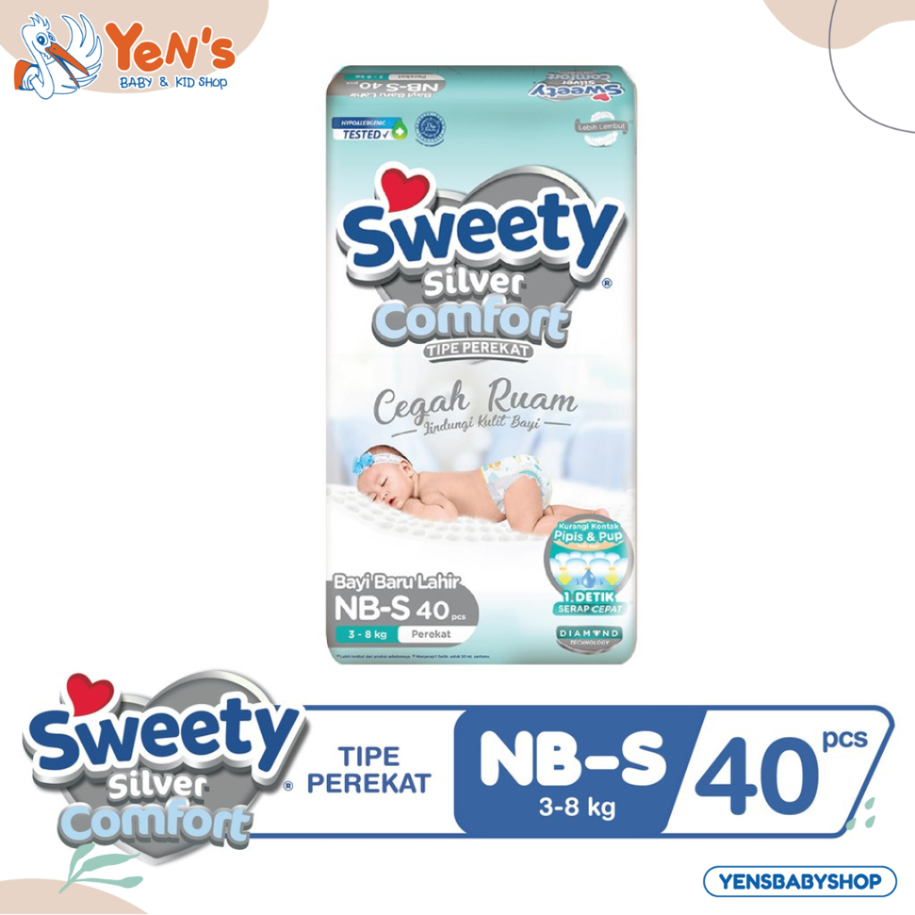 SWEETY Silver Comfort NB - S40 NB-S40 | Popok Bayi Newborn Tipe Perekat