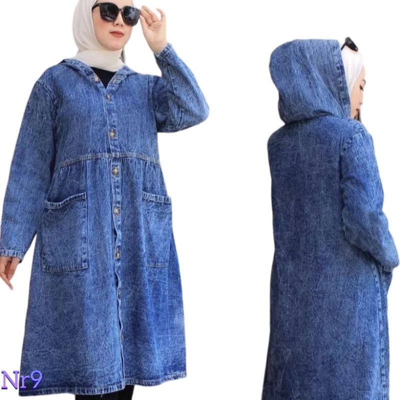 JAKET JEANS DENIM WANITA / TUNIK JEANS / TUNIK HOODIE JEANS