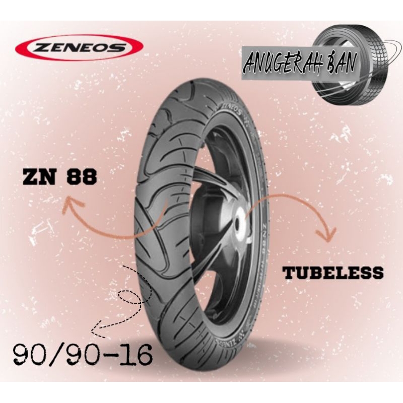 Ban Luar ZENEOS ZN-88 90/90 - 16 48 P - Ring 16 - Tubeless - tubles by ZENEOS