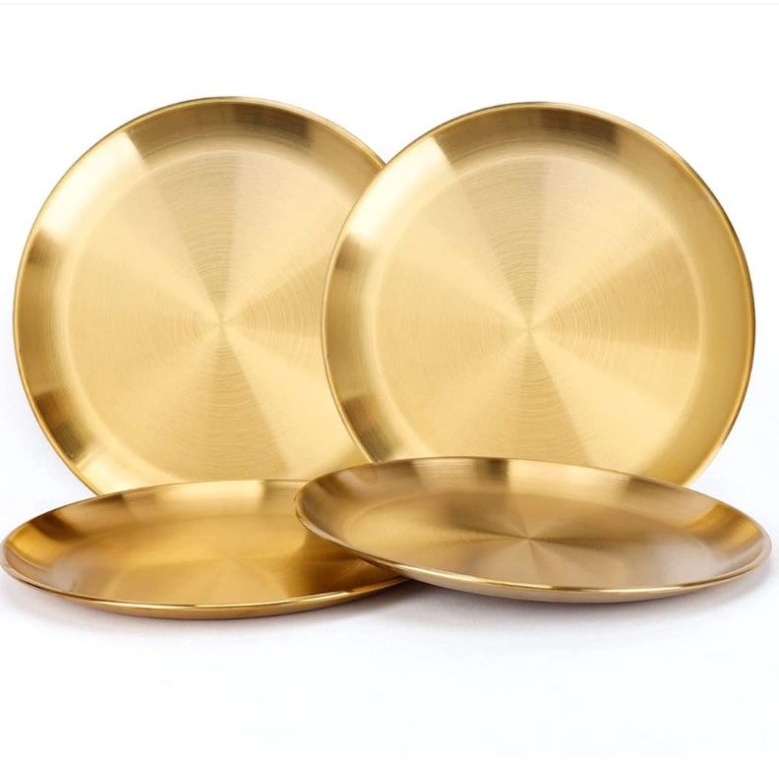 Piring Makan Sultan stainless Stell Gold - Piring Makan Bergaya Europa