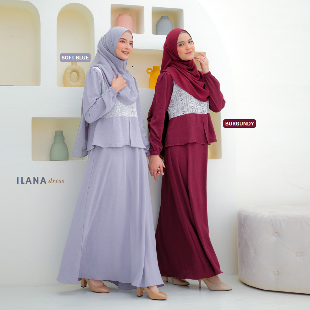 Riskirich Ilana Gamis Cantik Variasi Brukat Katun Premium Terbaru Anti Kusut