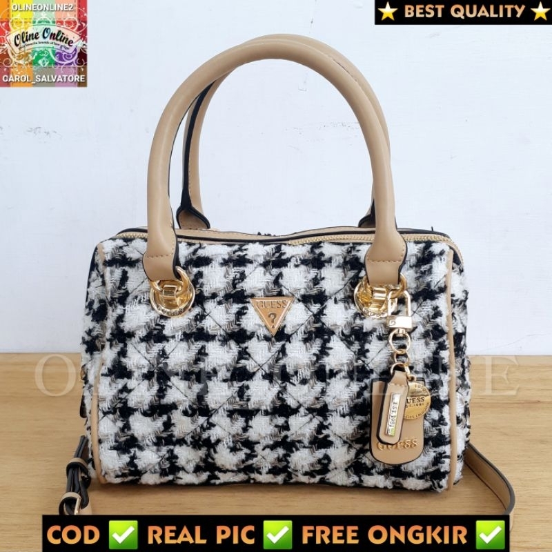 tas cessily bowling tweed rajut top handle speedy selempang roomy bag