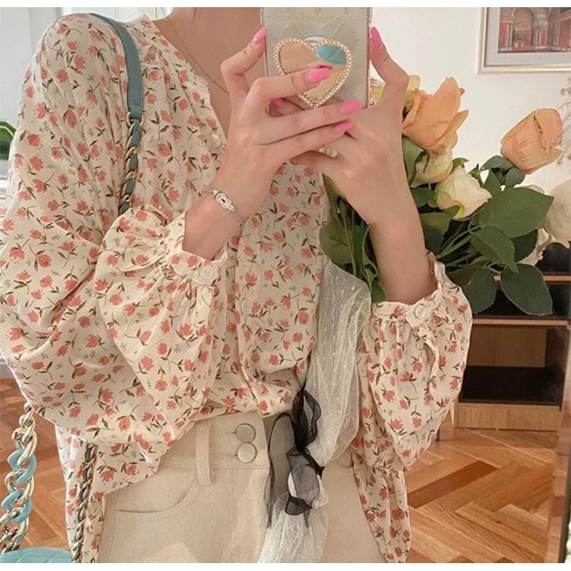 Yejin Korean Flower Vintage Oversize Blouse