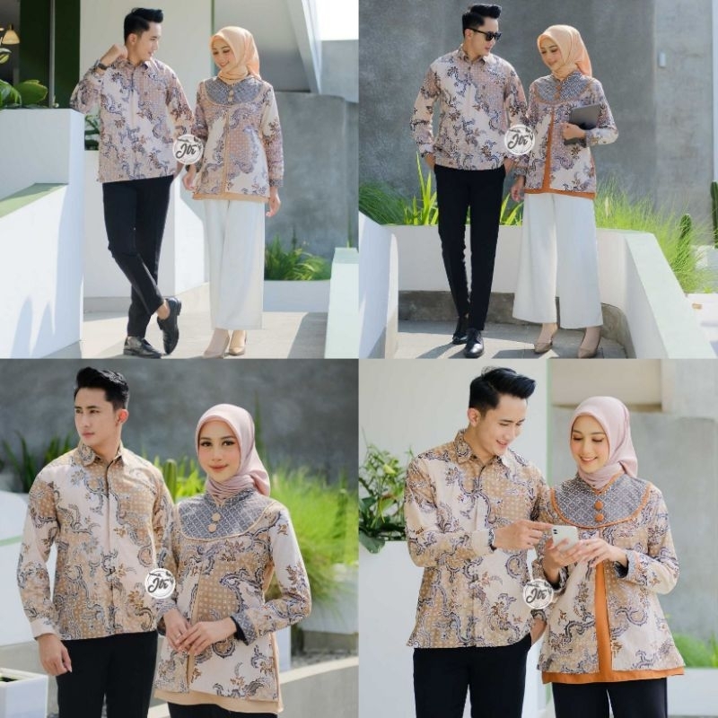 New Arrival Sarimbit Batik Pria Wanita Lengan Panjang Model Terbaru Elegan Murah, Atasan Couple Baju Kerja Pria Wanita Kantor Guru Pns Karyawan Ready Seragam