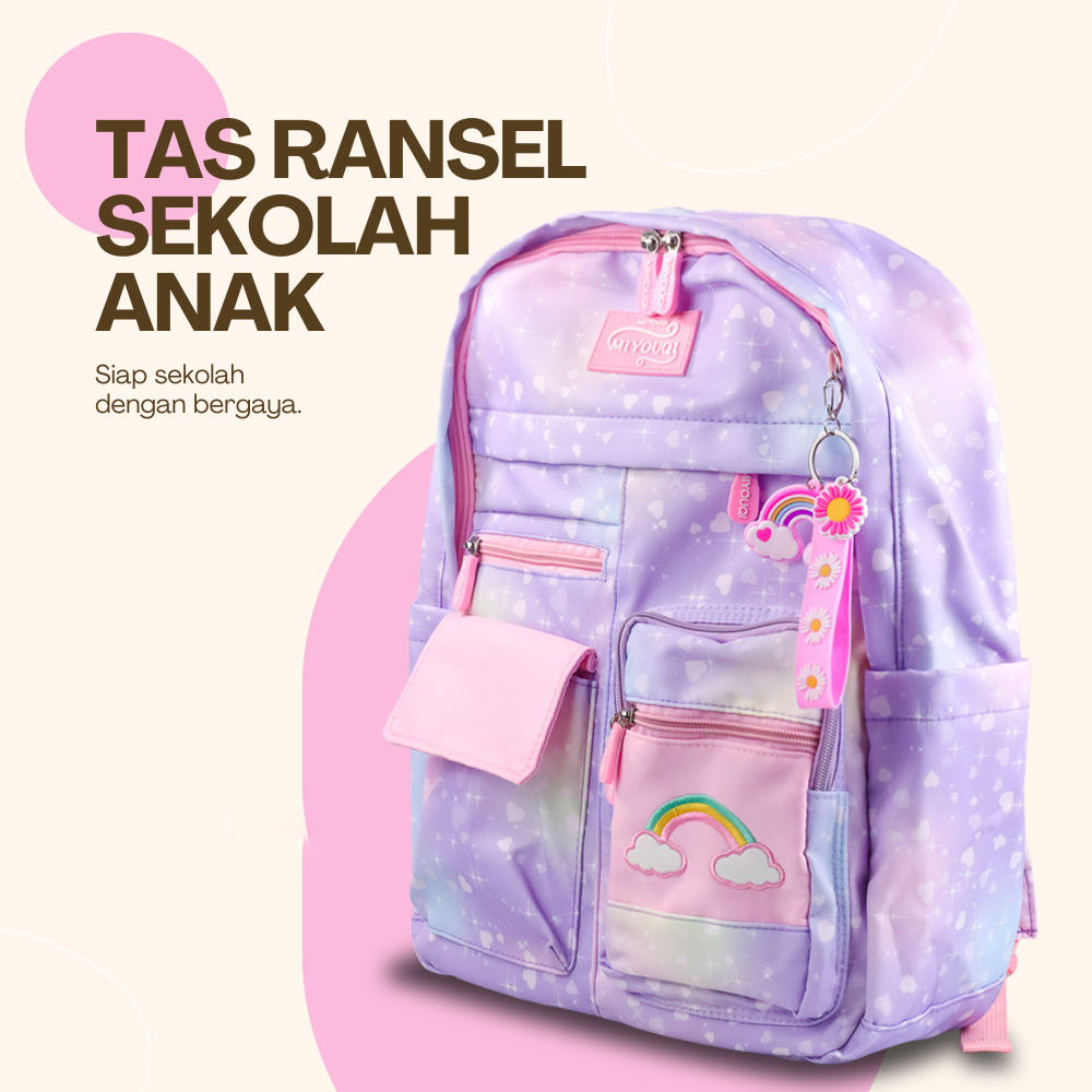 Tas Ransel Sekolah Anak Side Open - ZM251 - Purple