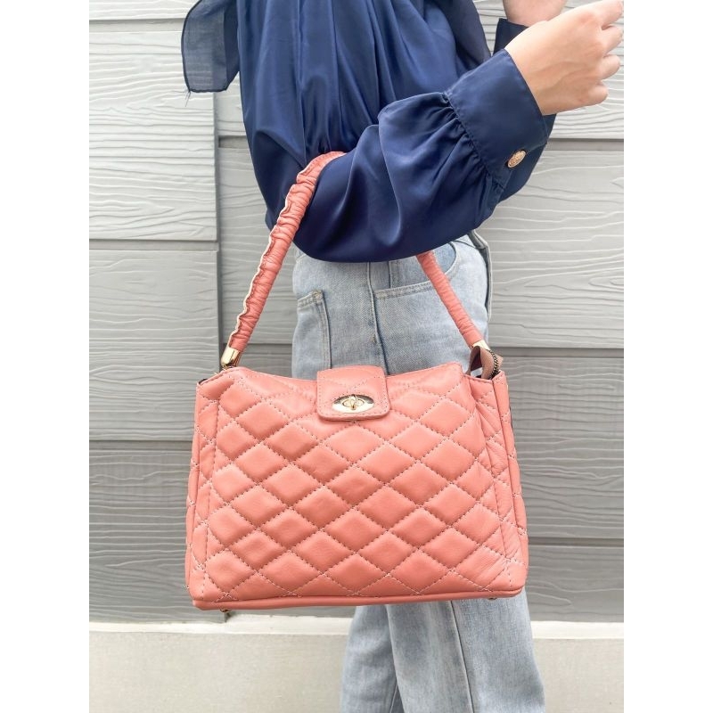 Tas kulit domba ameena series tas wanita bahan kulit domba asli