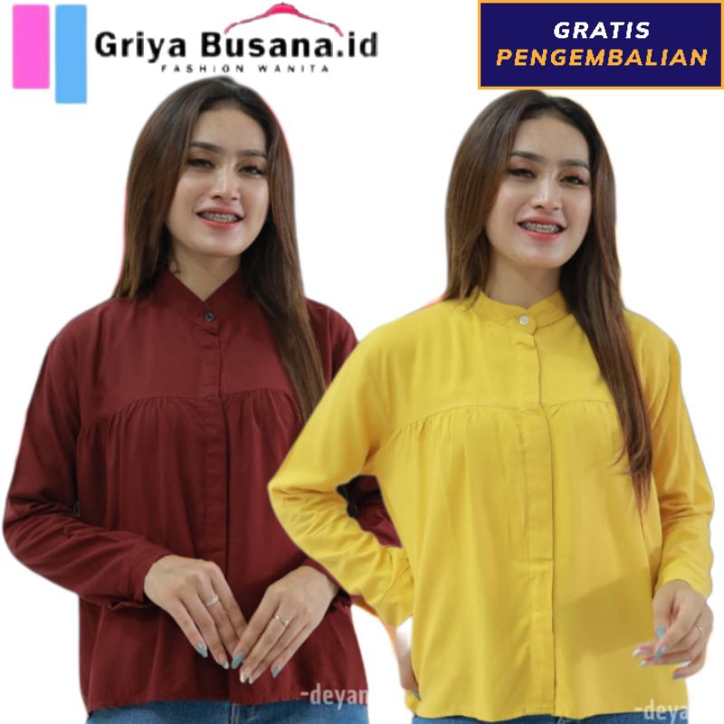 Kemeja Blouse Basic Wanita Jooyeon Top Toyobo Premium Lengan Panjang