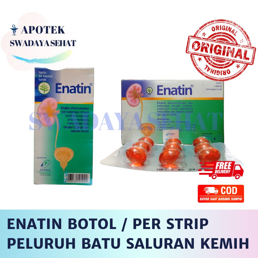 ENATIN KAPSUL Botol Per Strip Ecer 50 Kapsul Lunak - Peluruh Batu Saluran Kemih Ginjal Empedu