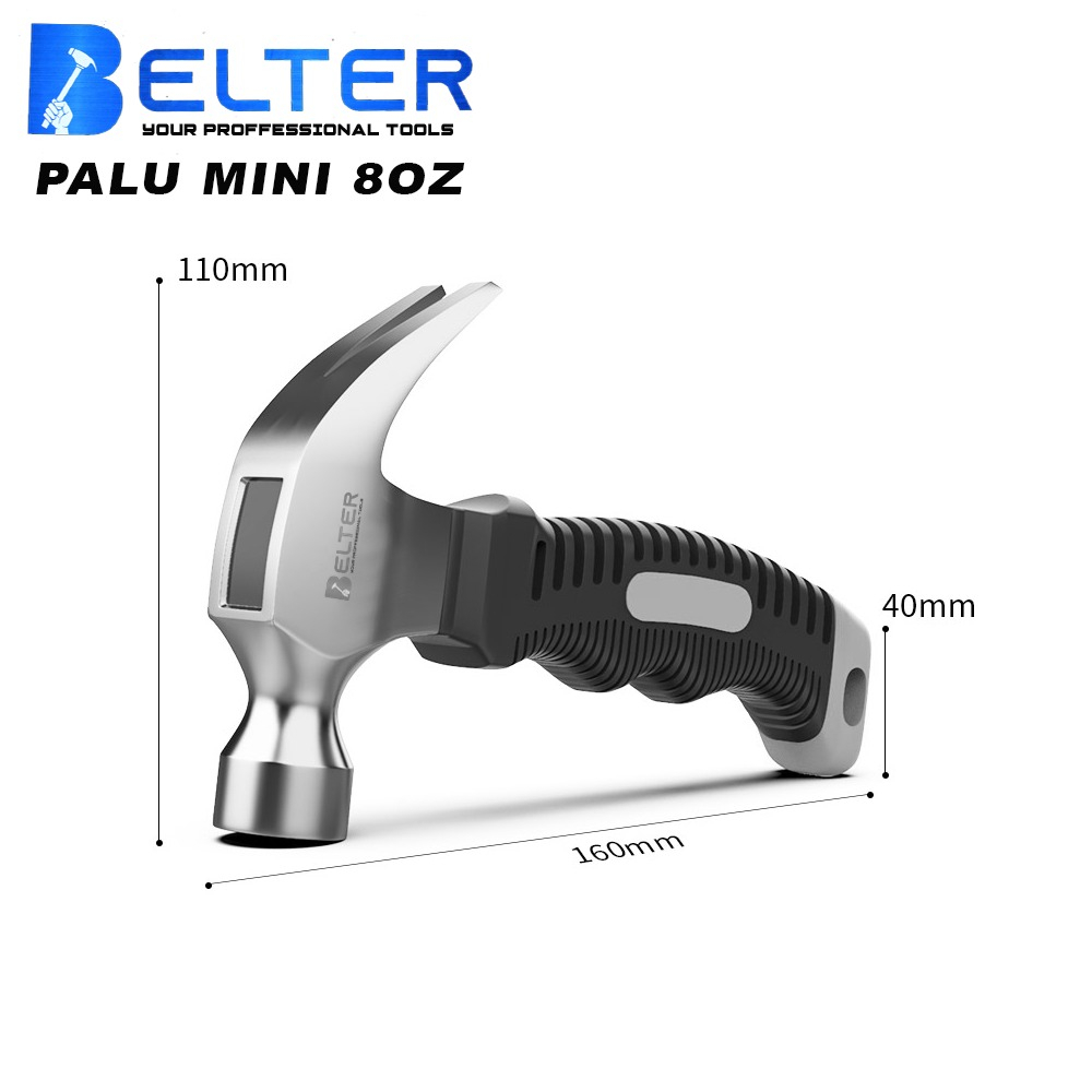 promo!!!Belter Palu Kambing Mini 8 OZ Gagang Karet Mini Claw Hammer